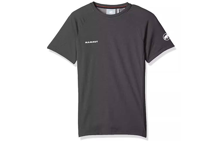 MAMMUT Aegility T Shirts Men's Black Crew Neck Moderate Straight Fit