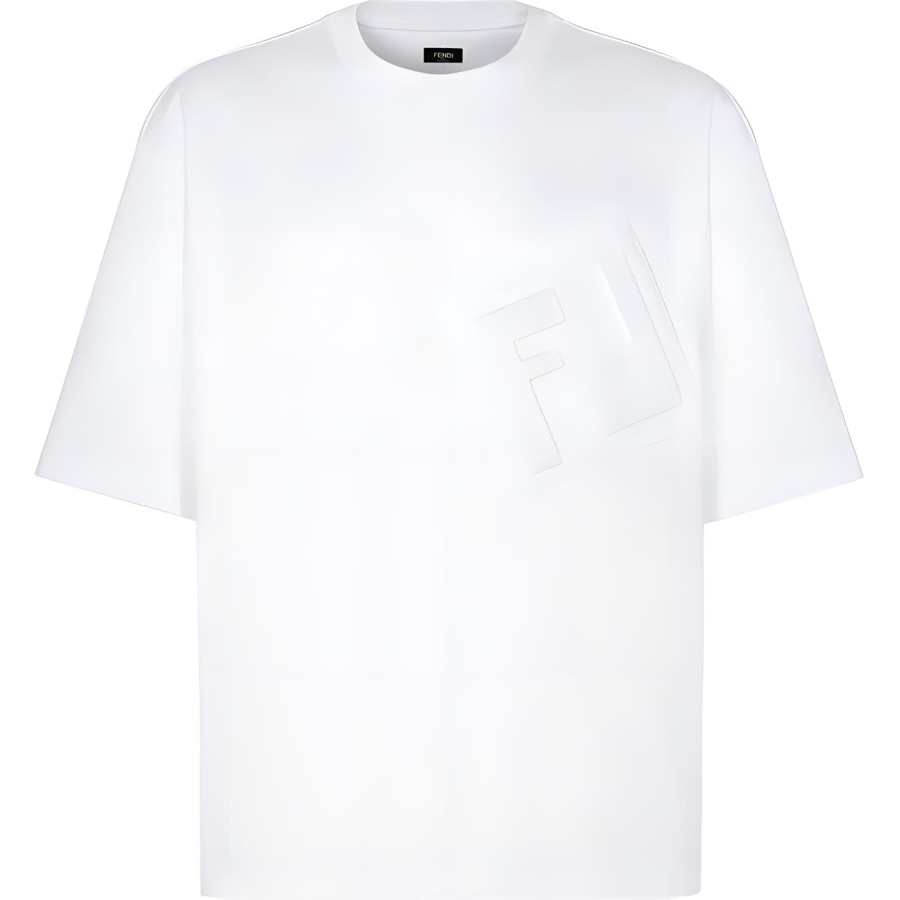 FENDI T Shirts Men's White Crew Neck Moderate Straight Fit