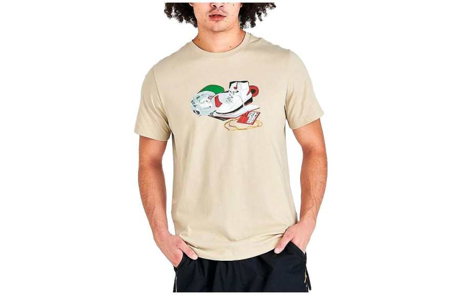 Jordan Jordan T Shirts Men's Ecru Crew Neck Moderate Straight Fit