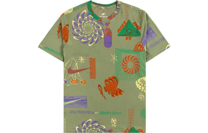 Nike Nike T Shirts Men's Green Crew Neck Moderate Straight Fit