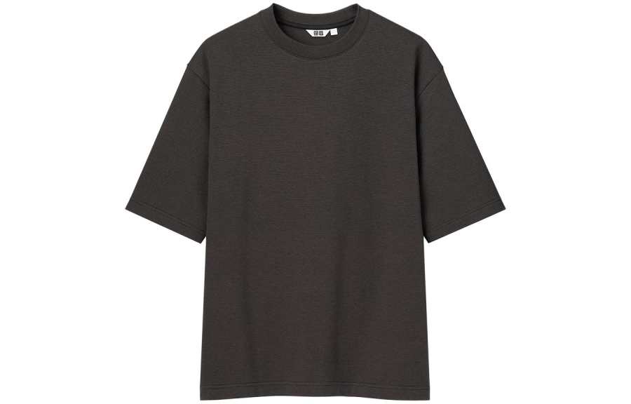 UNIQLO T Shirts Unisex Black Crew Neck Moderate Straight Fit