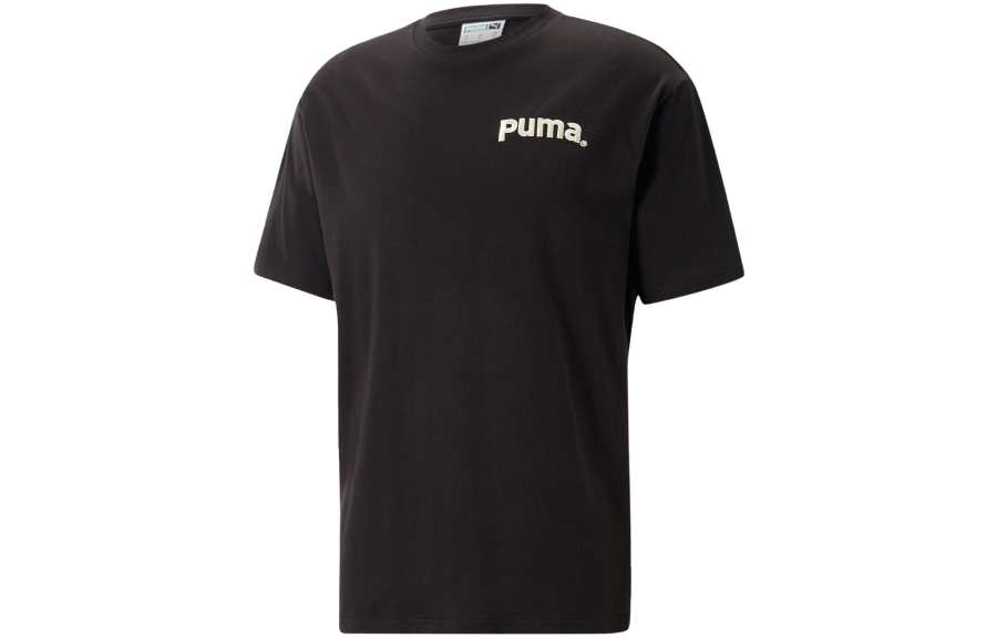 PUMA T Shirts Men's Black Crew Neck Moderate Straight Fit