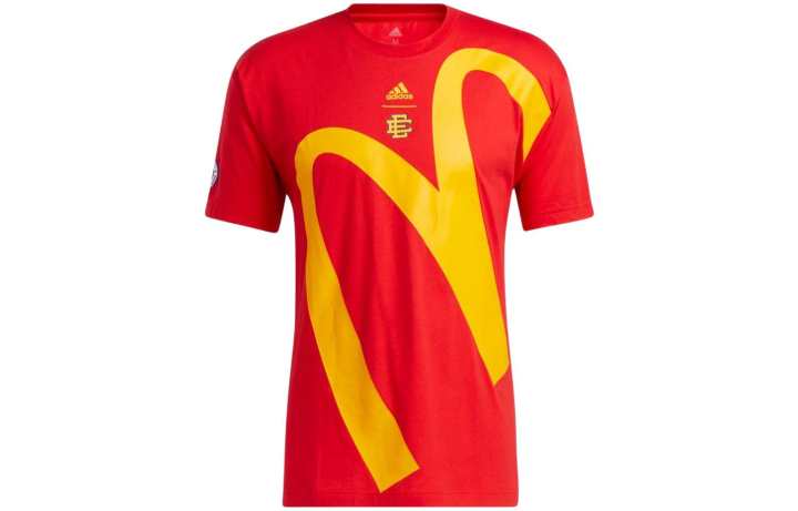Adidas Adidas T Shirts Unisex Red Crew Neck Moderate Straight Fit