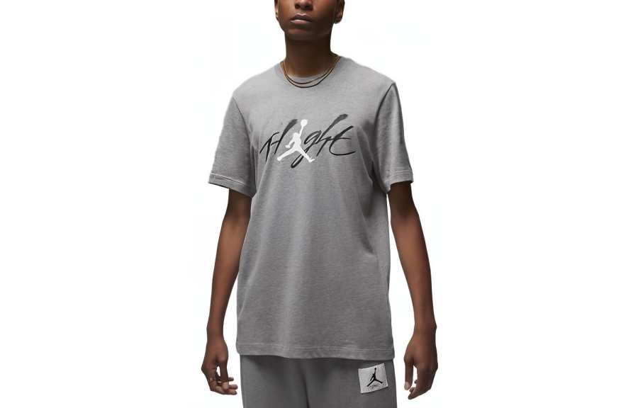 Jordan Jordan T Shirts Men's Gray Crew Neck Moderate Straight Fit