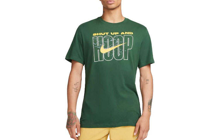 Nike Nike T Shirts Men's Green Crew Neck Moderate Straight Fit