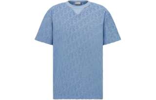 DIOR T Shirts Men's Blue Crew Neck Moderate Straight Fit
