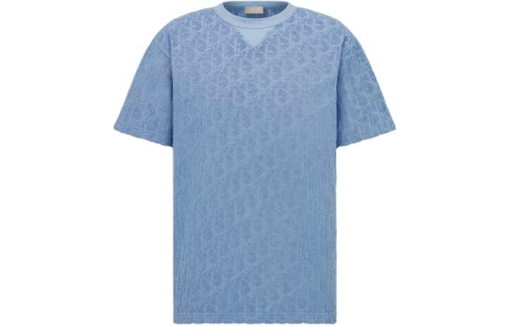 DIOR DIOR T Shirts Men's Blue Crew Neck Moderate Straight Fit