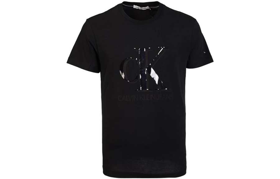 Calvin Klein T Shirts Men's Black Crew Neck Moderate Straight Fit