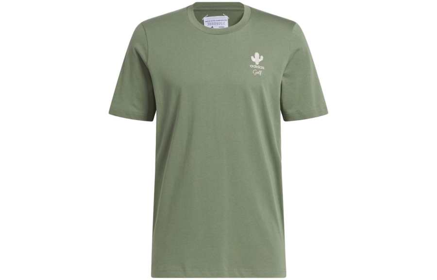 Adidas Adidas T Shirts Men's Natural Green Crew Neck Moderate Straight Fit