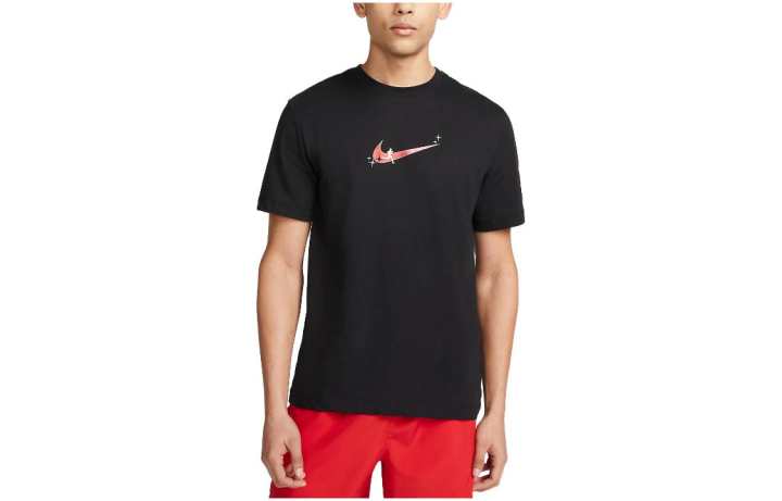 Nike Nike T Shirts Men's Black Crew Neck Moderate Straight Fit