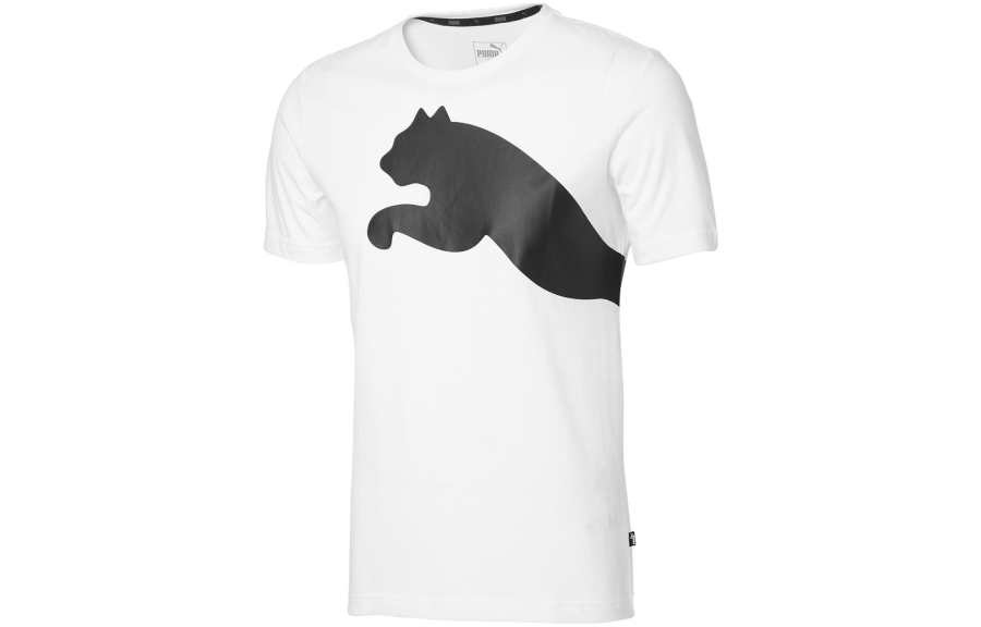 PUMA T Shirts Men's White Crew Neck Moderate Straight Fit