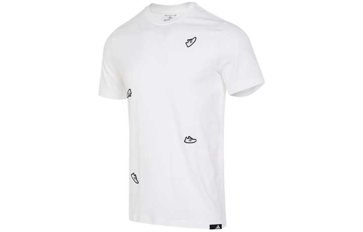 Adidas Adidas T Shirts Men's White Crew Neck Moderate Straight Fit