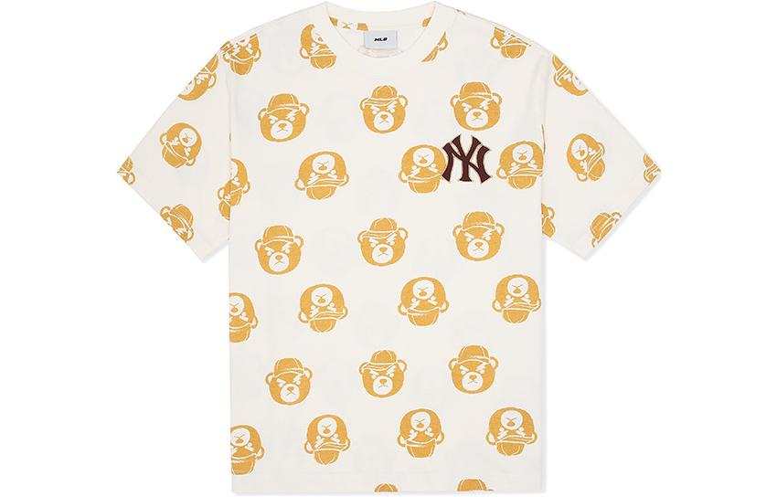 MLB New York Yankees Drop Shoulder Sleeve T Shirt Unisex Dark Cream