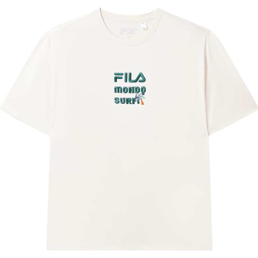 FILA T Shirts Men's Ecru Crew Neck Moderate