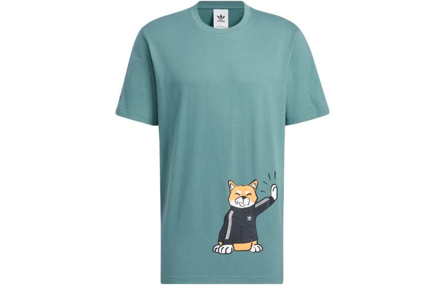Adidas Adidas T Shirts Men's Green Crew Neck Moderate Straight Fit