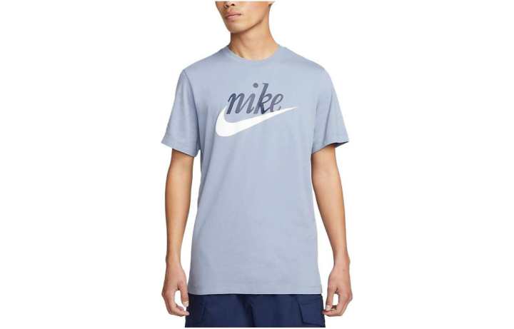 Nike Nike T Shirts Men's Blue Crew Neck Moderate Straight Fit