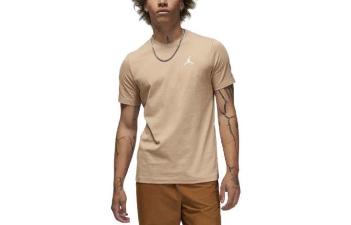 Jordan Jordan BRAND T Shirts Men's Khaki Crew Neck Moderate Straight Fit