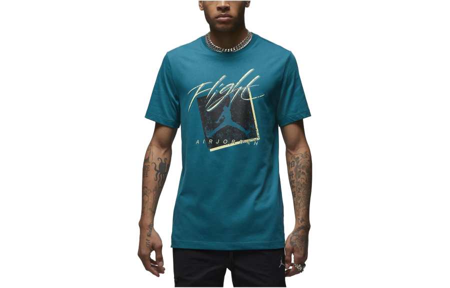 Jordan Jordan T Shirts Men's Sky Blue Crew Neck Moderate Straight Fit