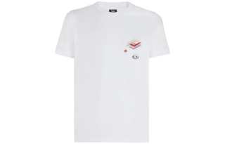 FENDI T Shirts Men's White Crew Neck Moderate Straight Fit
