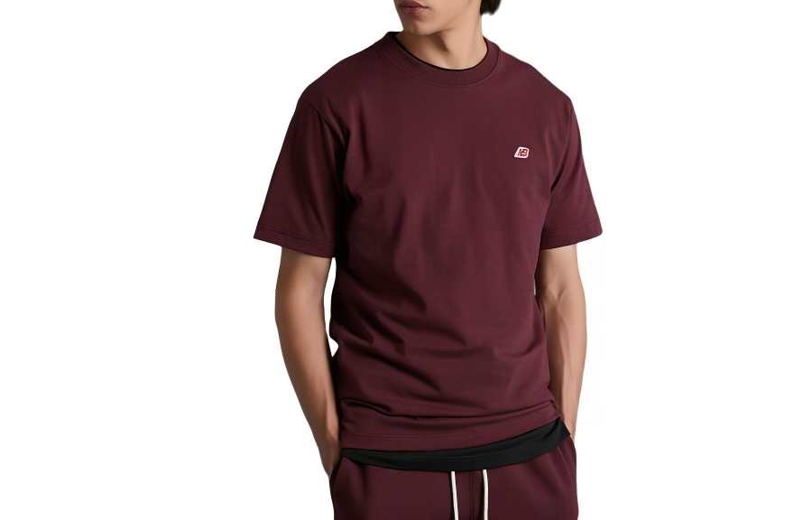 New Balance New Balance T Shirts Men's Red Crew Neck Moderate Straight Fit