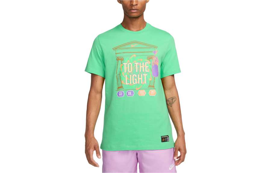 Nike Nike T Shirts Men's Green Crew Neck Moderate Straight Fit