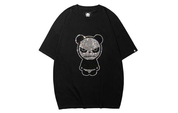 HIPANDA T Shirts Men's Black Crew Neck Moderate Straight Fit