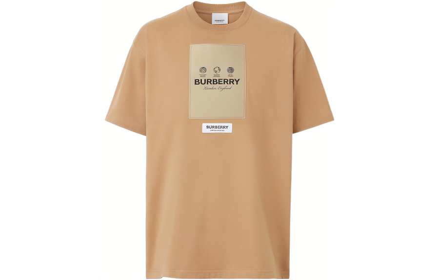 Burberry Label Applique Cotton Oversized T Shirt
