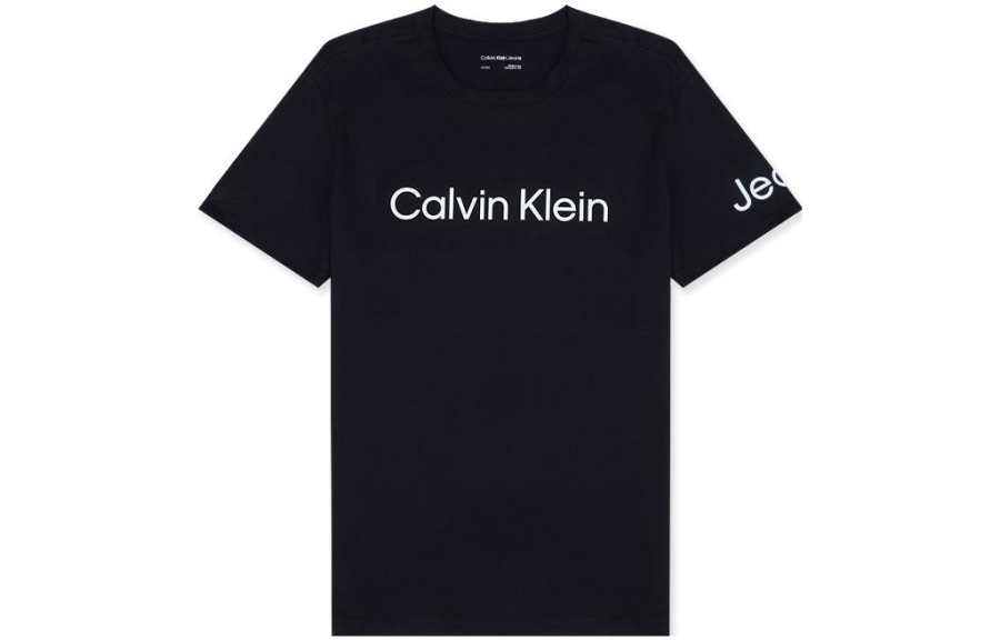 Calvin Klein T Shirts Men's Black Crew Neck Moderate Straight Fit