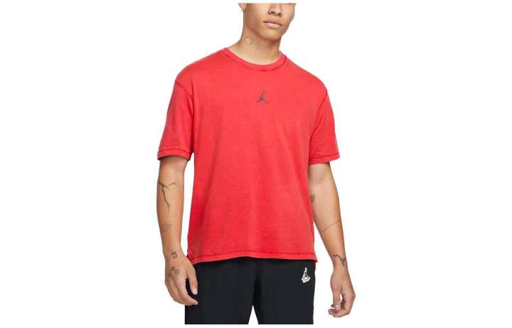 Jordan Jordan T Shirts Men's Red Crew Neck Moderate Straight Fit