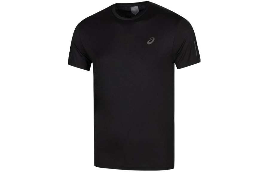 ASICS T Shirts Men's Black Crew Neck Moderate