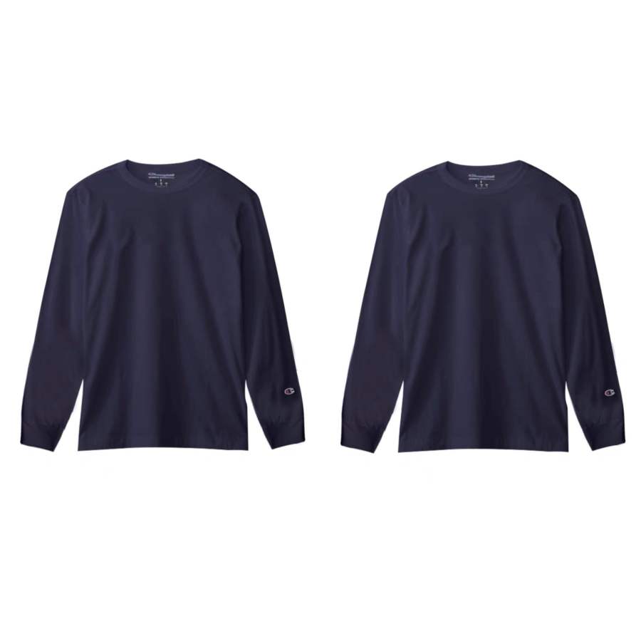 Champion T Shirts Men's Navy Blue Crew Neck Moderate Straight Fit