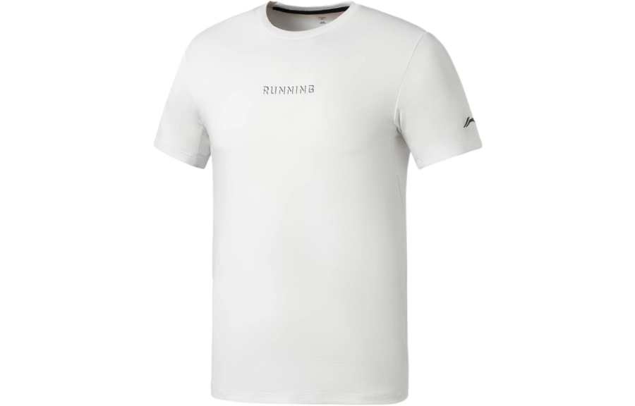 Li-Ning Li Ning Running Collection Running T Shirts Men's White Crew Neck Moderate Straight Fit