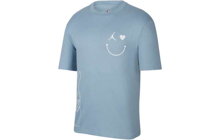 Jordan Jordan T Shirts Men's Blue Crew Neck Moderate Straight Fit