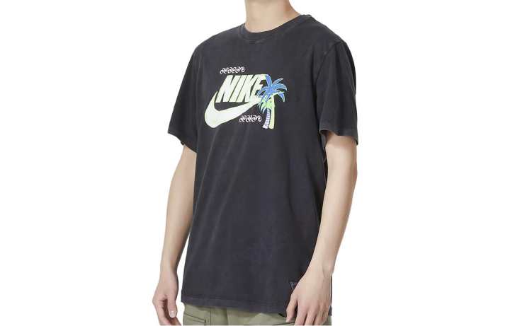 Nike Nike T Shirts Men's Black Crew Neck Moderate Straight Fit