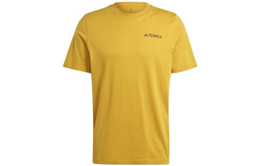 Adidas Adidas T Shirts Men's Yellow Crew Neck Moderate Straight Fit