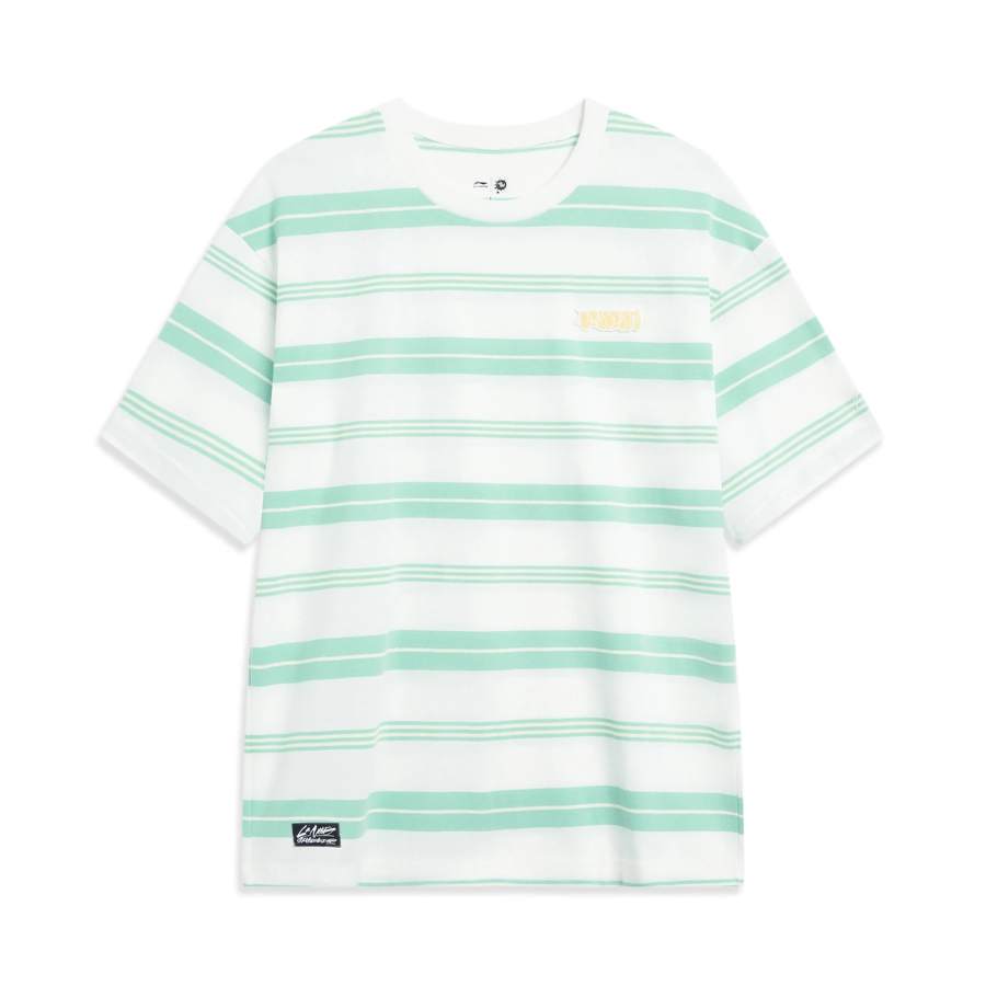 Li-Ning Li Ning Skateboard T Shirts Unisex Ivory Clear Water Teal Custard Cake Yellow Crew Neck Moderate Straight Fit