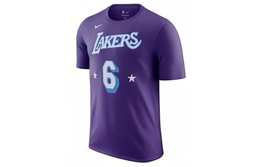 Nike Nike T Shirts Men's Los Angeles Lakers Crew Neck Moderate Straight Fit