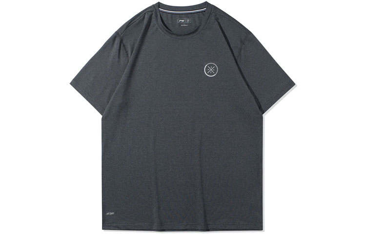 Li-Ning Li Ning T Shirts Men's Black Crew Neck Moderate Straight Fit