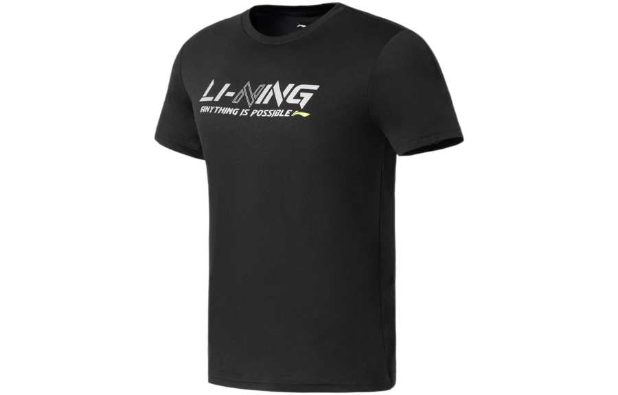 Li-Ning Li Ning Training Series T Shirts Men's Black Crew Neck Moderate Straight Fit