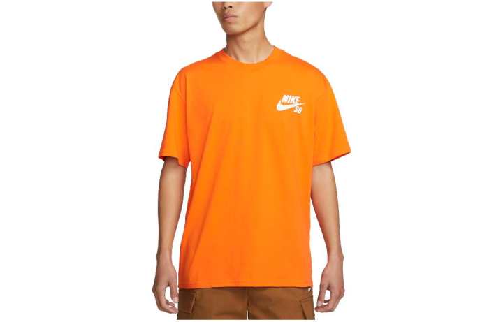 Nike Nike T Shirts Men's Orange Crew Neck Moderate Straight Fit