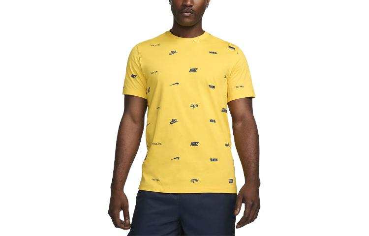 Nike Nike T Shirts Men's Yellow Crew Neck Moderate Straight Fit