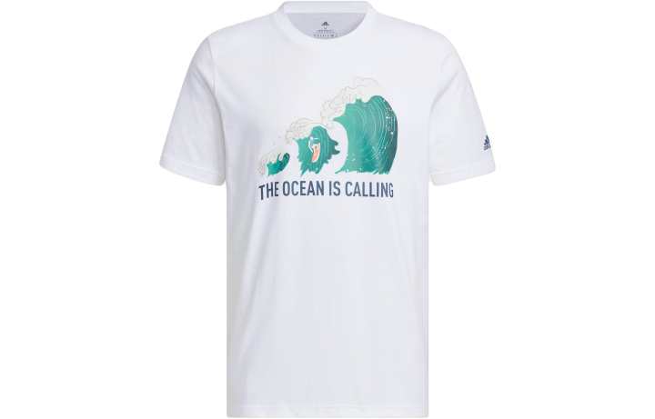 Adidas Adidas T Shirts Men's White Crew Neck Moderate Straight Fit