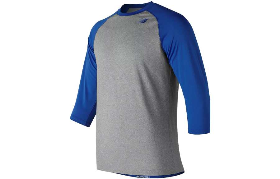 New Balance New Balance T Shirts Men's Gray Blue Crew Neck Moderate Straight Fit