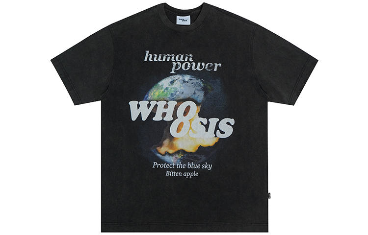 WHOOSIS T Shirts Unisex Black Crew Neck Moderate Heavyweight