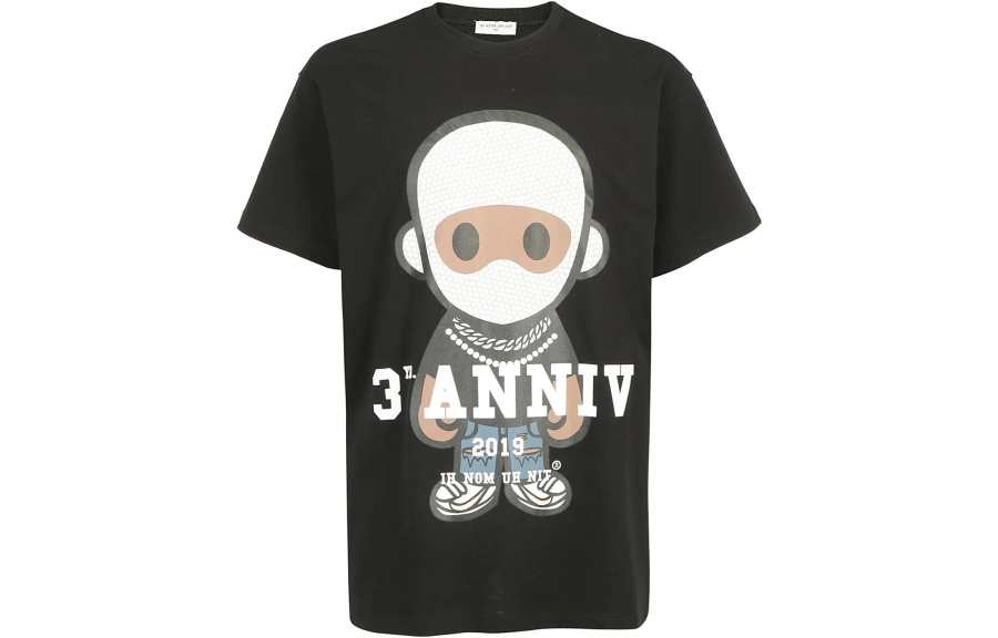 IH NOM UH NIT T Shirts Men's Black Crew Neck Moderate Straight Fit