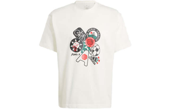 Adidas Adidas T Shirts Men's White Crew Neck Moderate Straight Fit