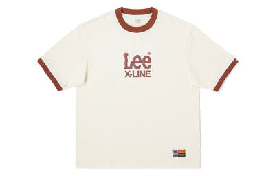 Lee T Shirts Unisex Ecru Crew Neck Moderate Straight Fit