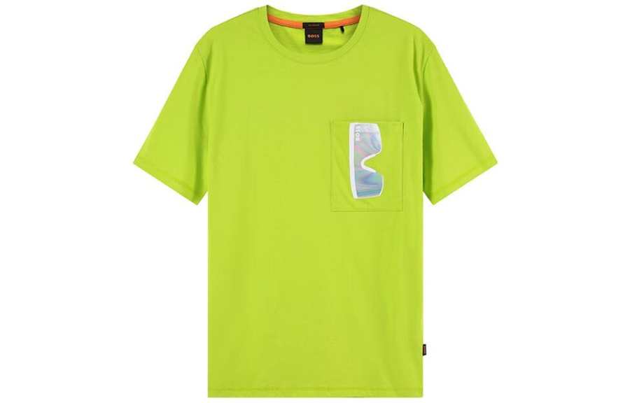 HUGO BOSS T Shirts Men's Green Crew Neck Moderate Straight Fit