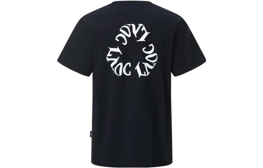 Li-Ning Li Ning T Shirts Unisex Black Crew Neck Moderate Straight Fit