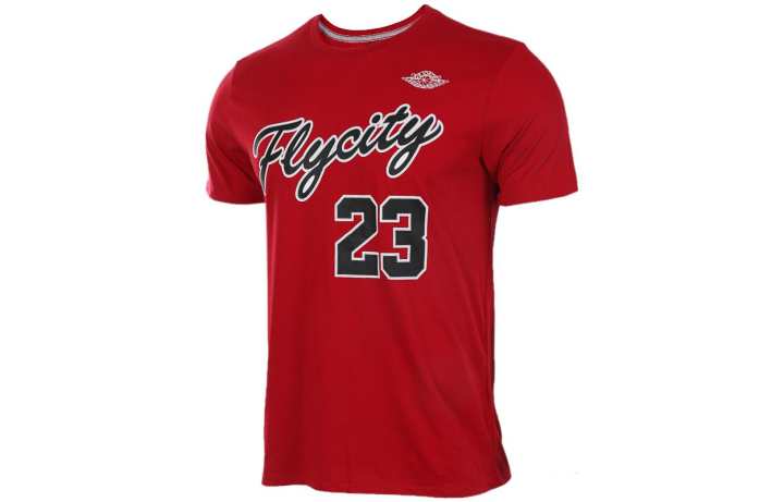 Jordan Jordan Fly City T Shirts Men's Red Crew Neck Moderate Straight Fit